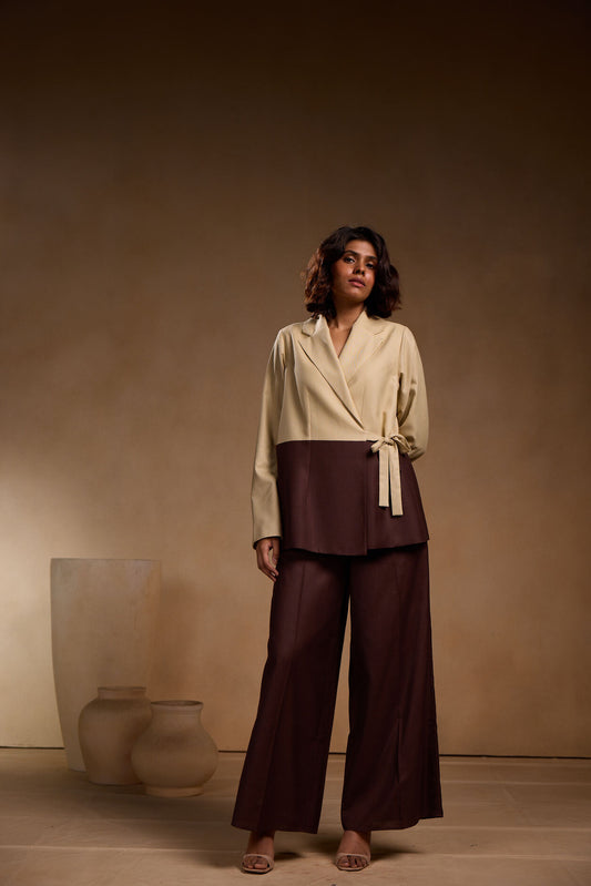 Chocolate Brown Wide-Leg Cotton Pants