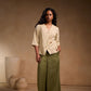 Crossover Beige Pleated Top with Pant Sets