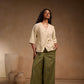 Crossover Beige Pleated Top with Pant Sets