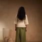 Crossover Beige Pleated Top with Pant Sets