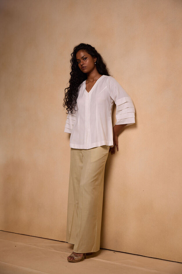 Pleated White sleeves top