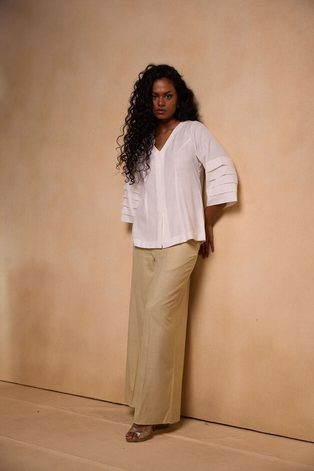 Pleated White sleeves top