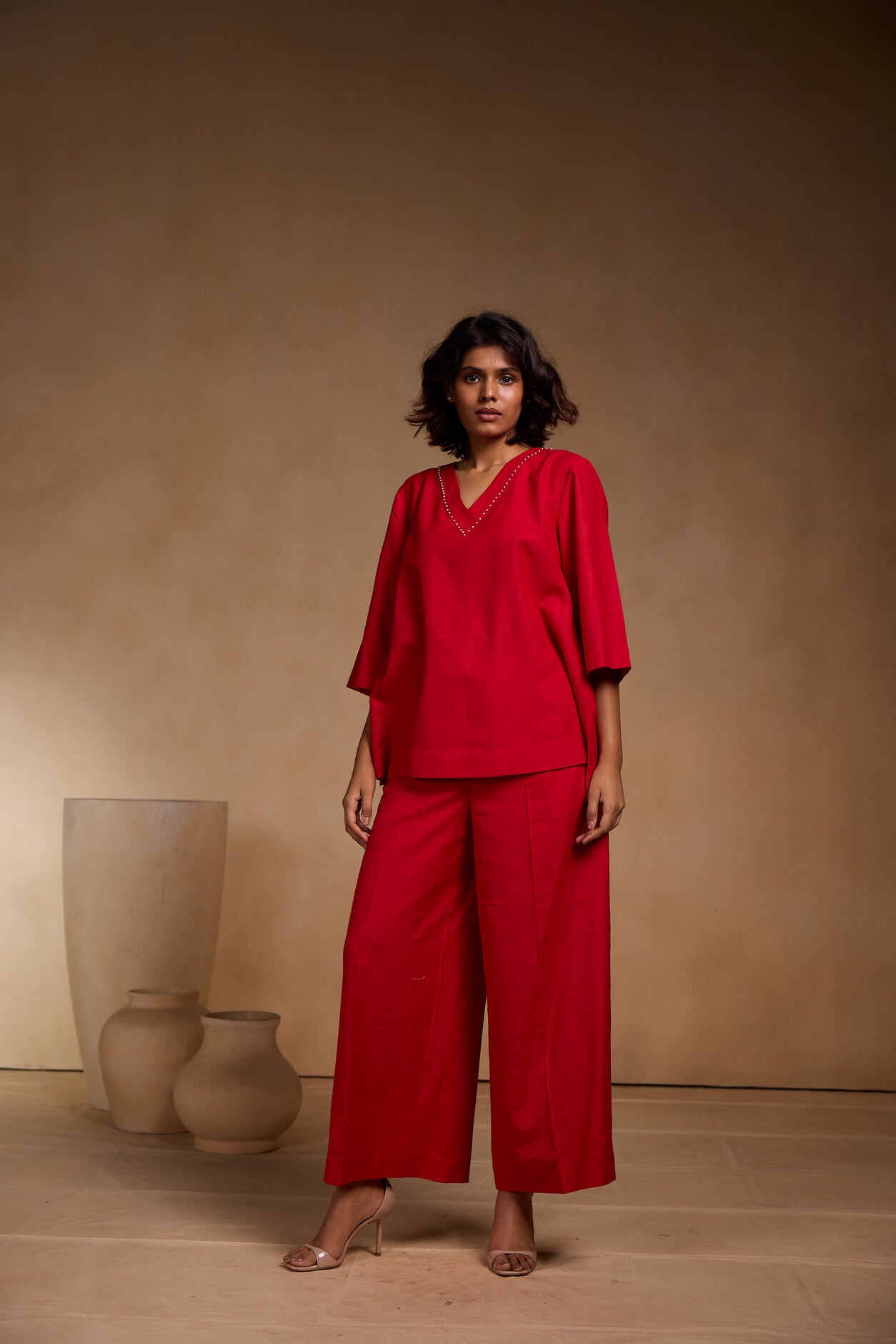 Cord Set - V Neck top with Pant Set