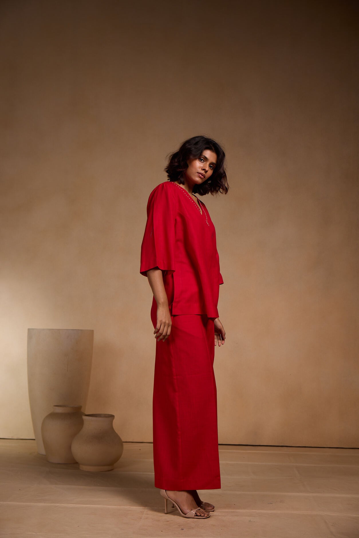 Cord Set - V Neck top with Pant Set