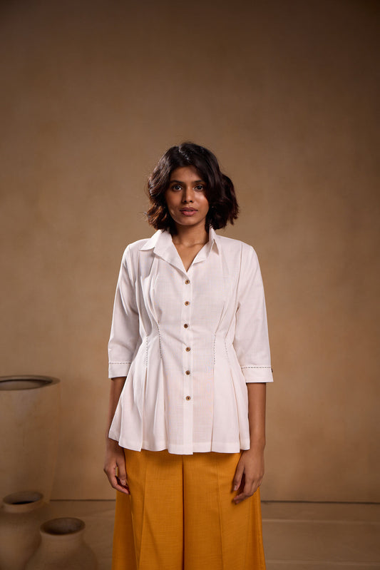 Shirt with pleated vest