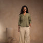 Cord Set - Pleated sleeves top with Pant Set