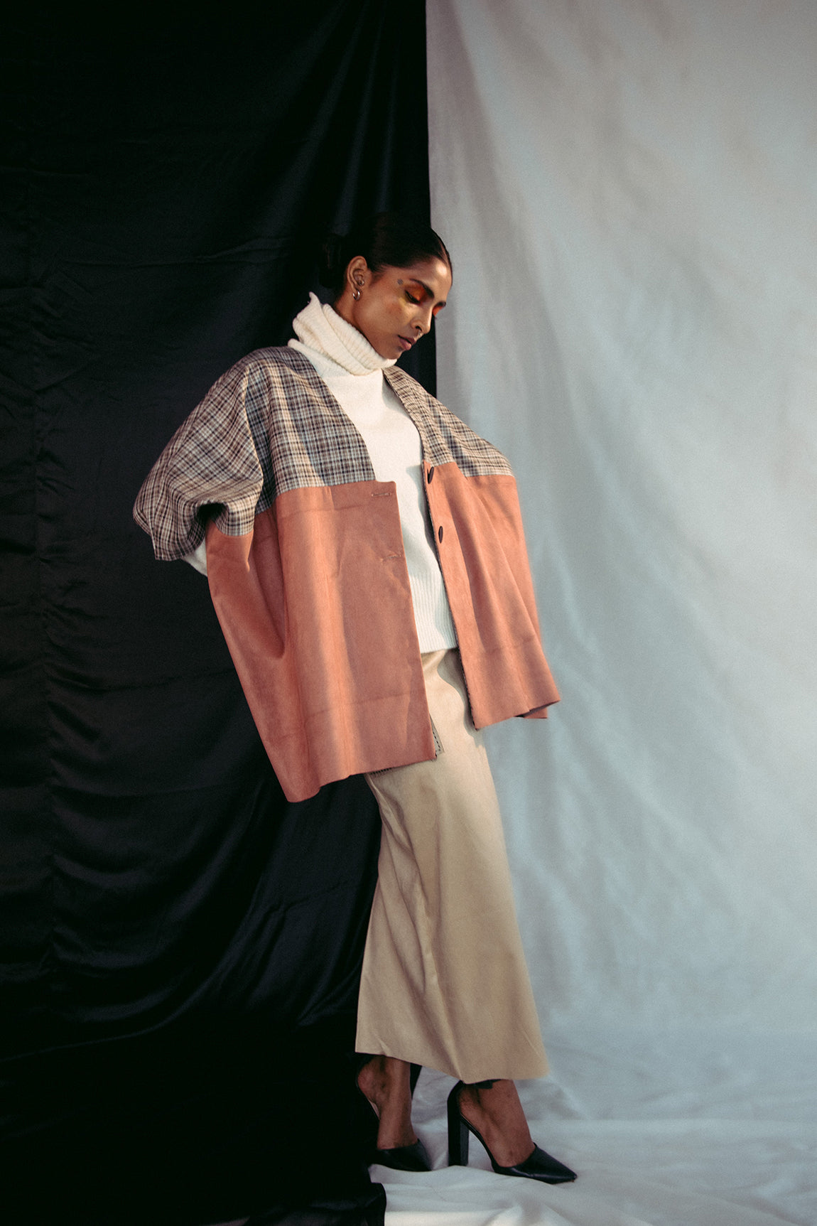 Peach and Beige poncho