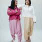 Light pink silk drop crotch pants