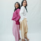 Light pink silk drop crotch pants