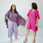 Purple silk short kaftan top