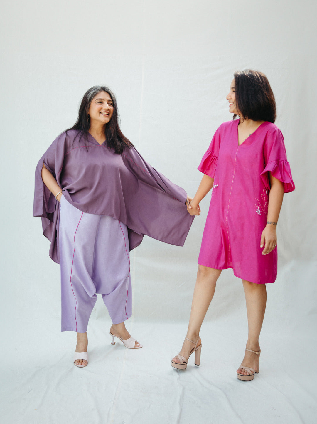 Purple silk short kaftan top