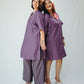 Purple silk A-line dress with sleeves