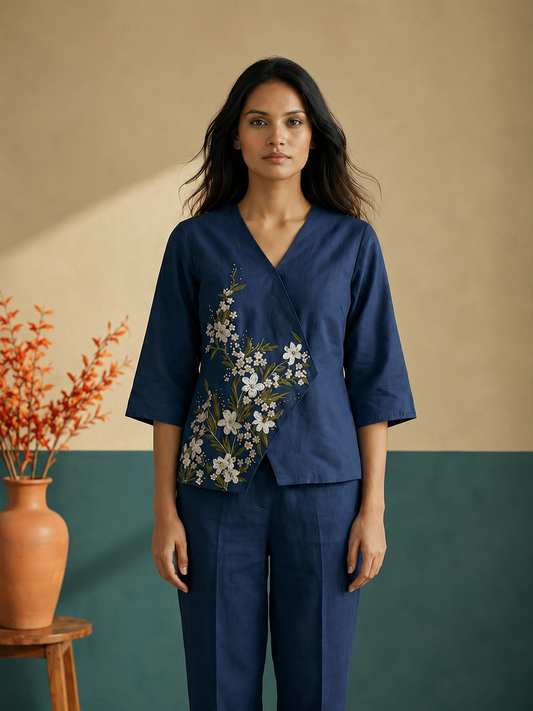 Navy Blue Cross Over Top