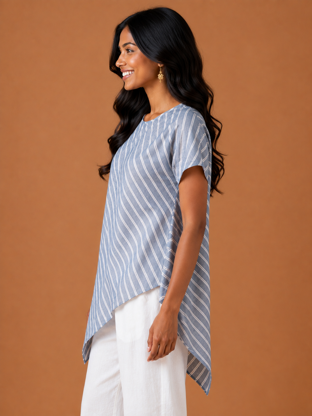 Navy Blue Stripes Zero-waste top
