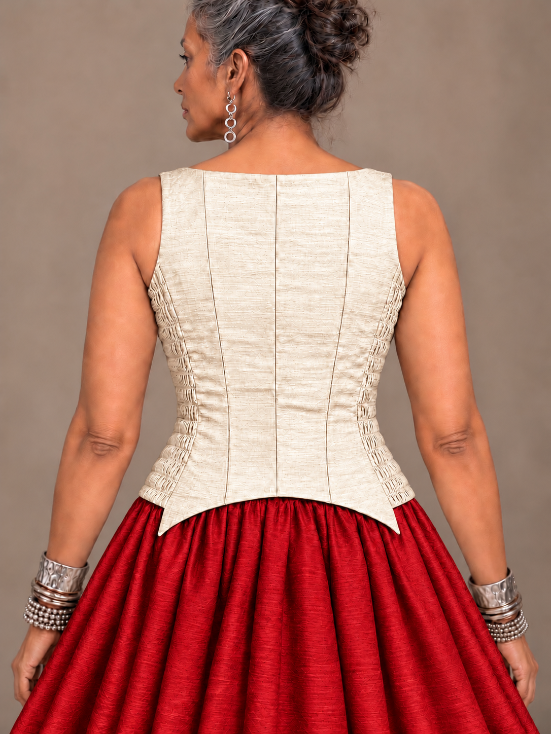 Off white silk corset top