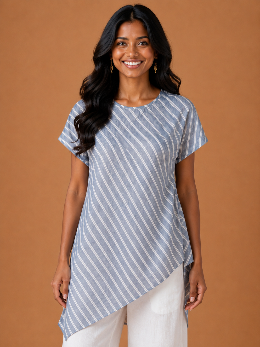 Navy Blue Stripes Zero-waste top