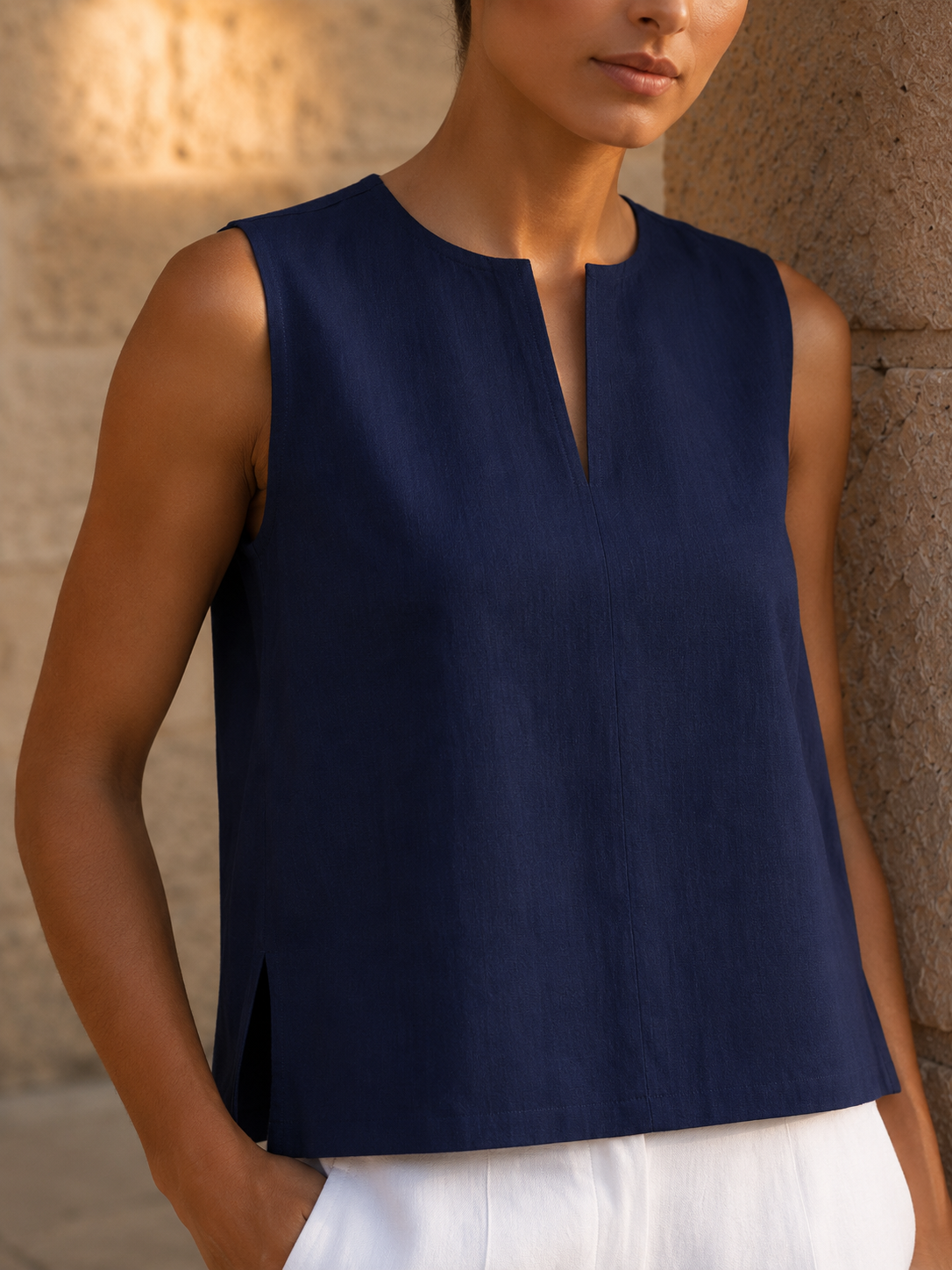 Navy Blue Key hole top