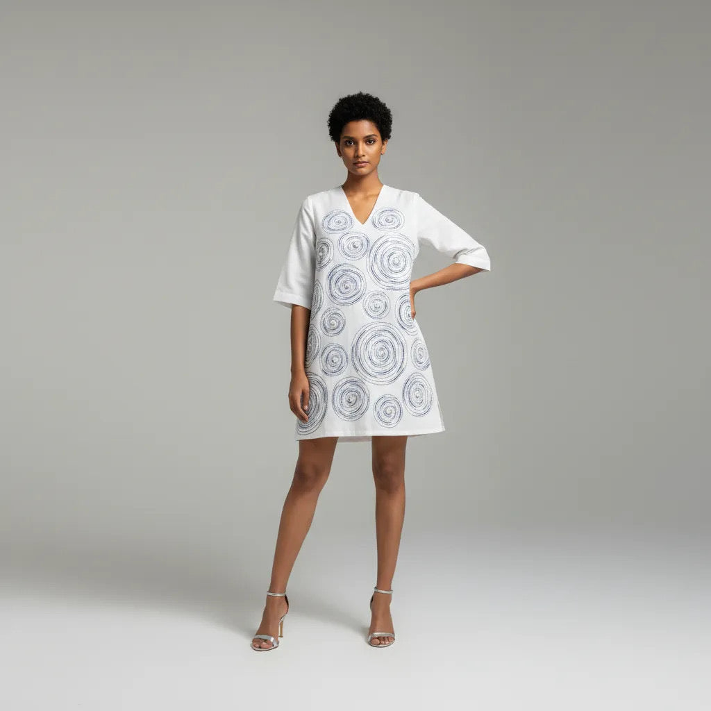 A-line dress with cut work