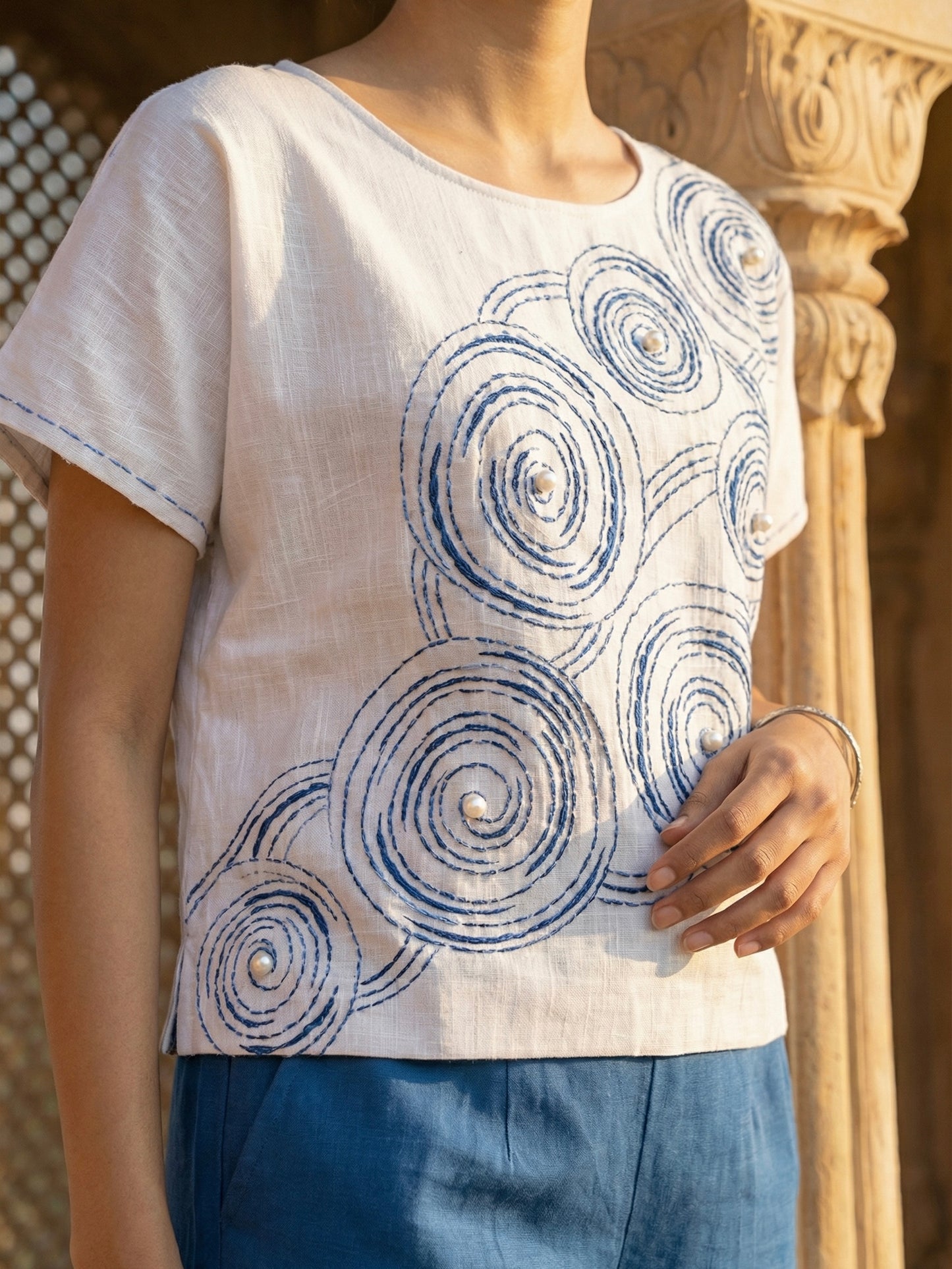 Kimono top with cut work