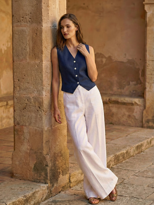 Structured vest V-neck Navy blue