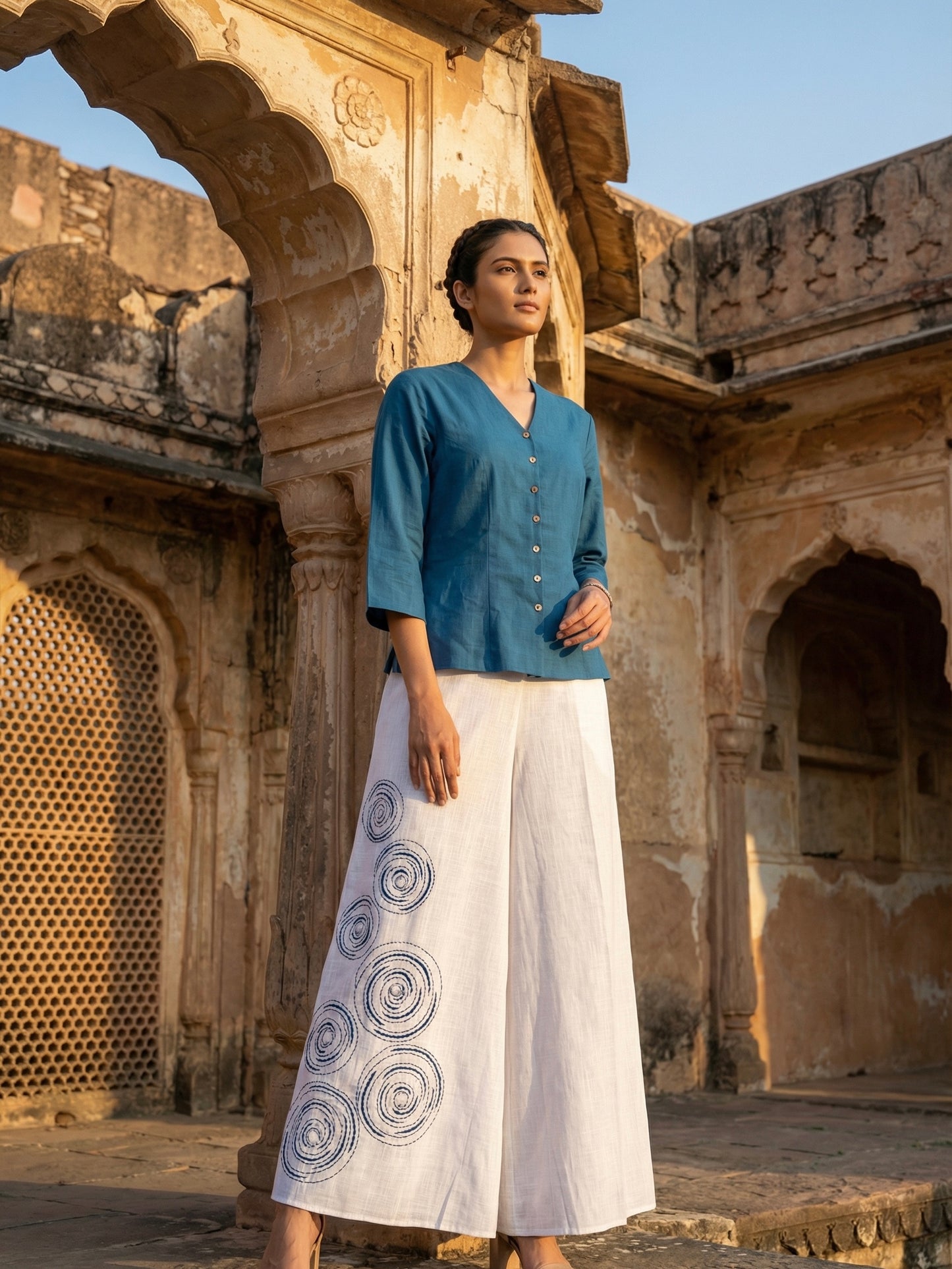 Pant with cut work
