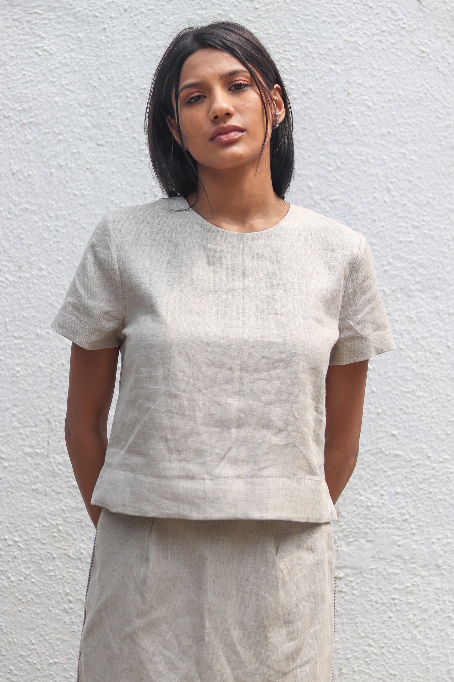 Beige linen top