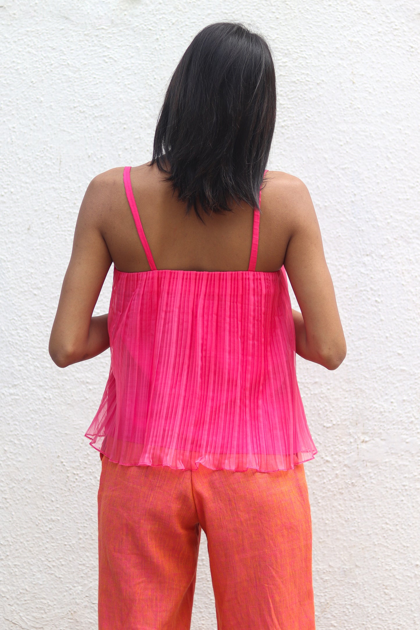 Candy pink pleated top