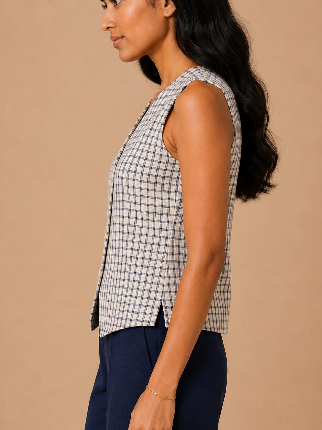White Checks Structured vest