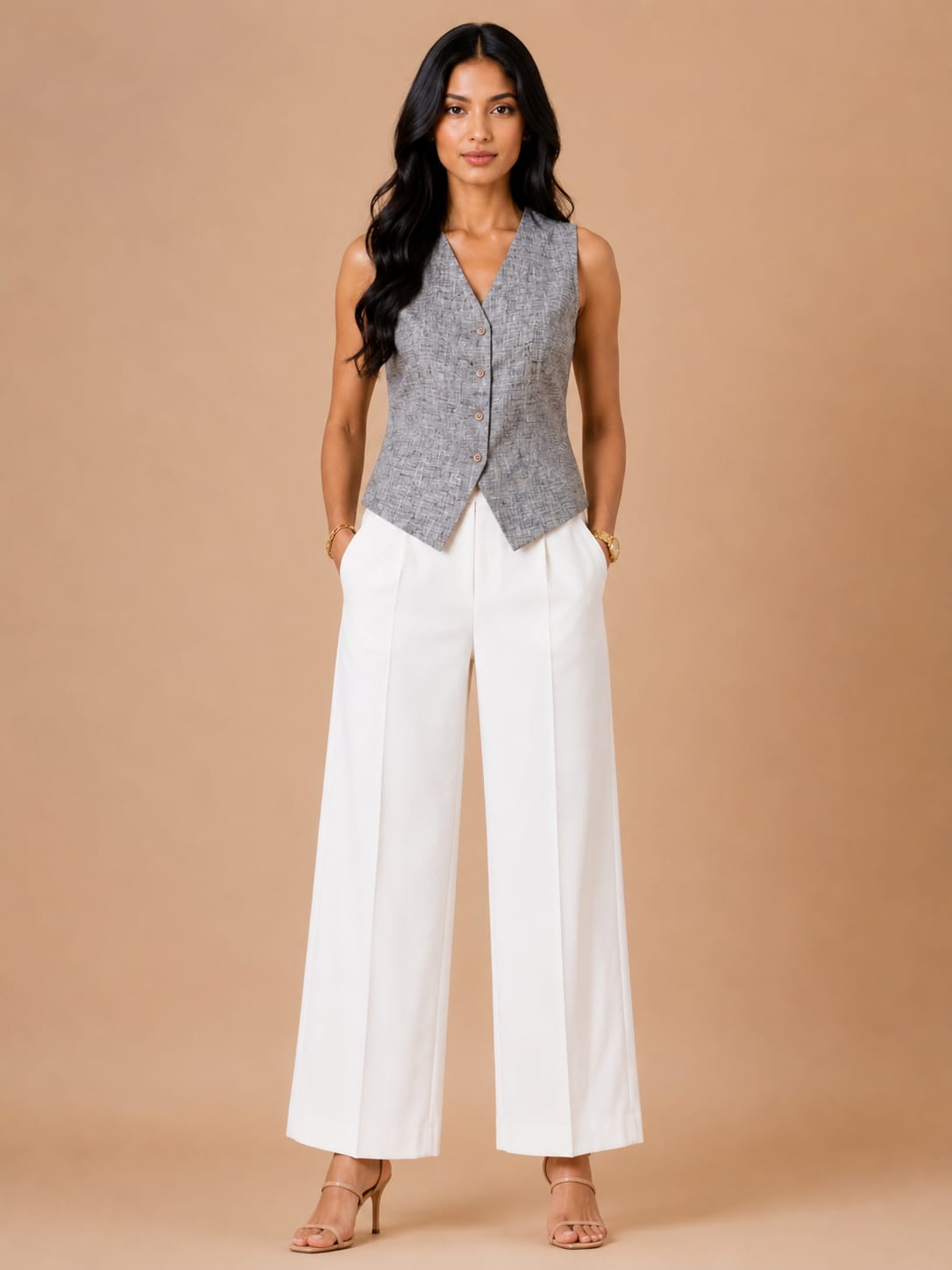 Textured Blue Structured vest
