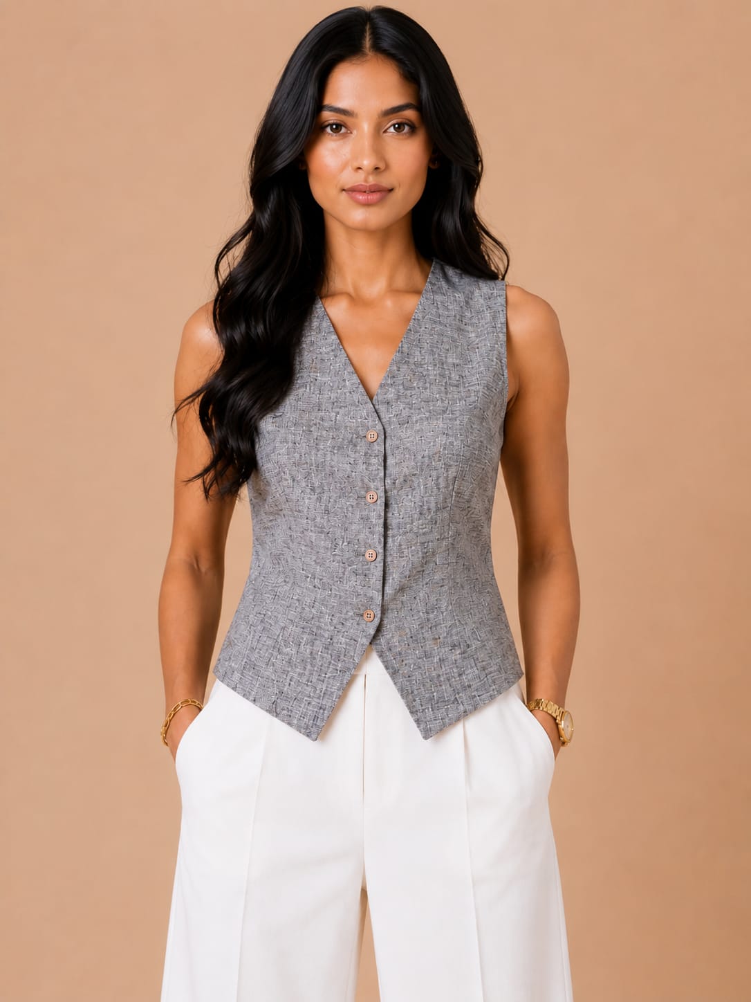 Textured Blue Structured vest