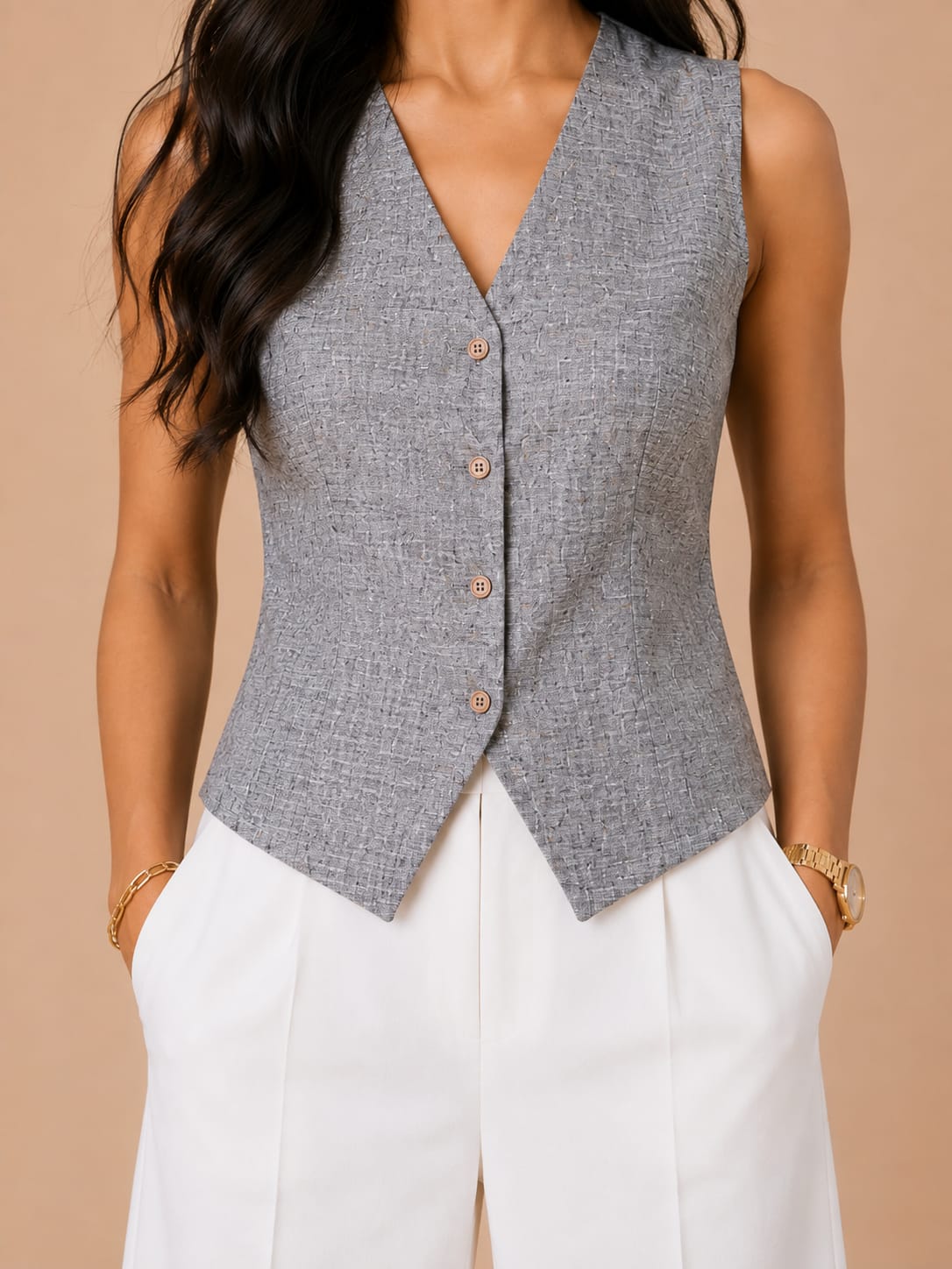 Textured Blue Structured vest