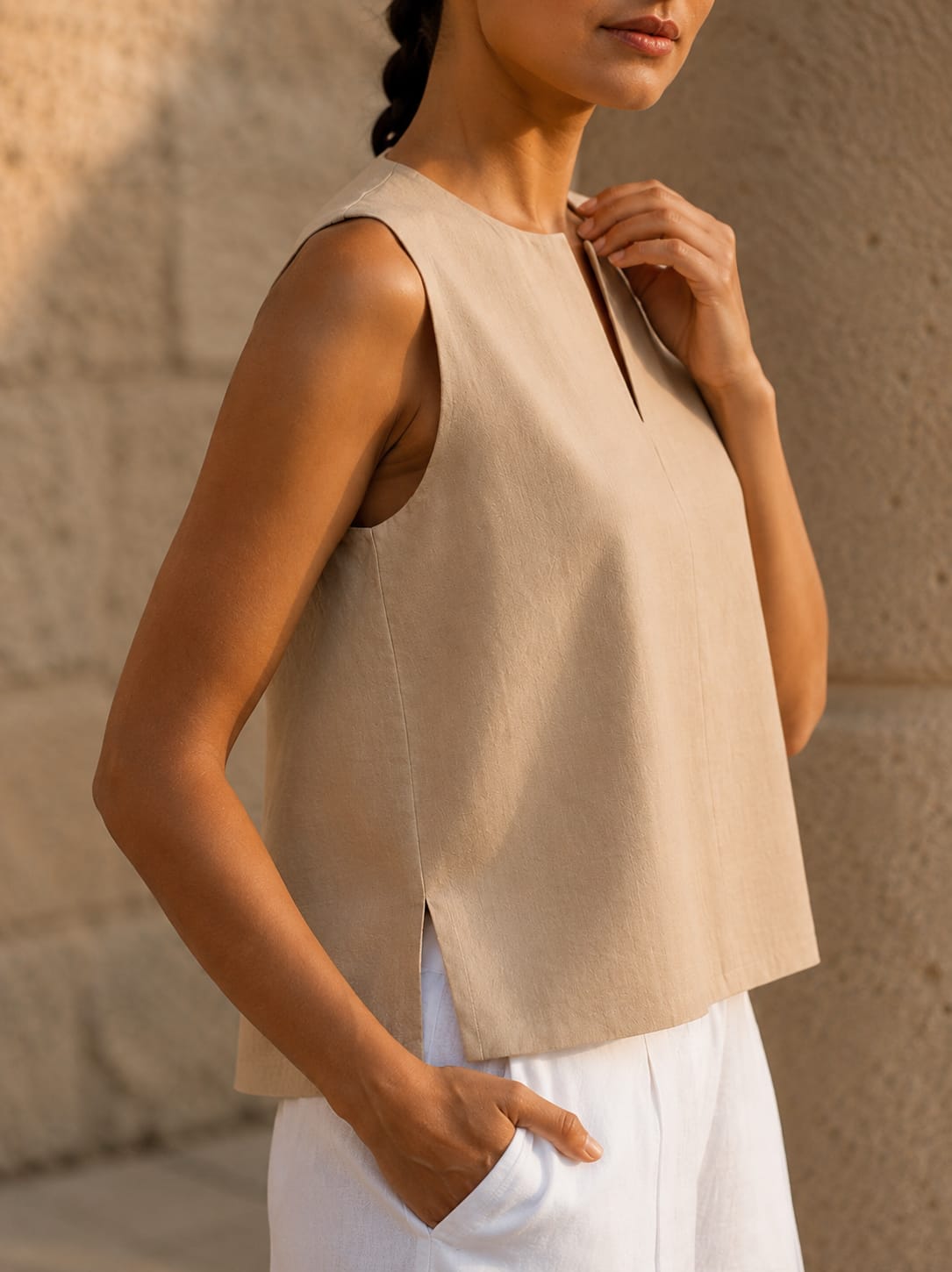 Beige Key hole top