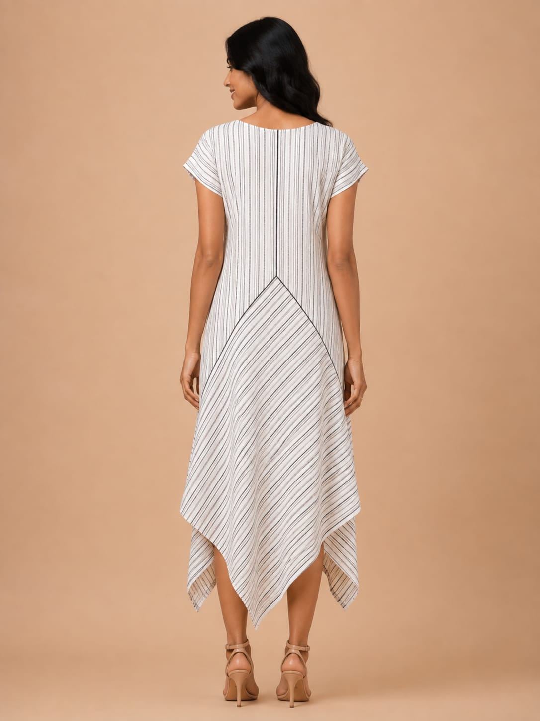 White Stripes Asymmetric dress