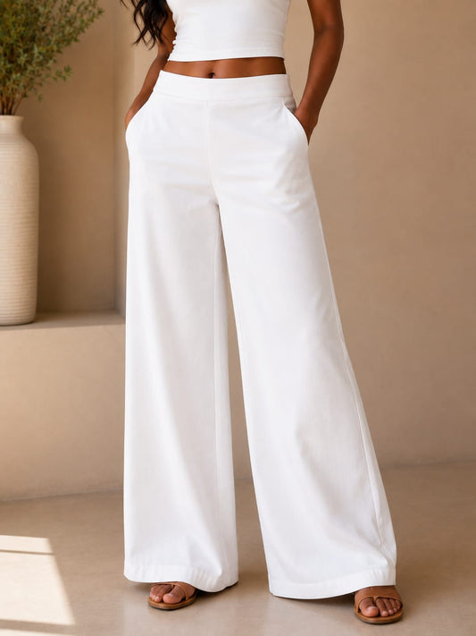 White Straight Pants