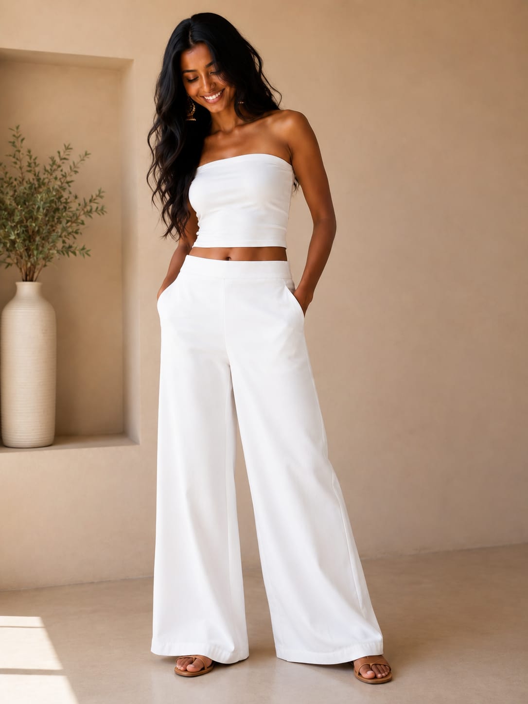 White Straight pants