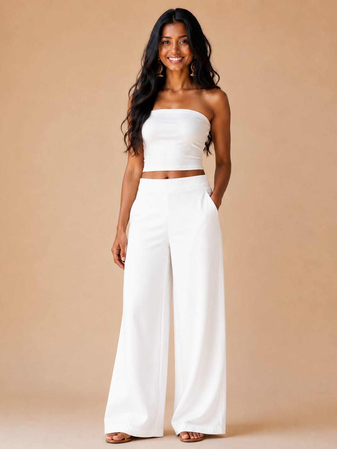 White Straight pants