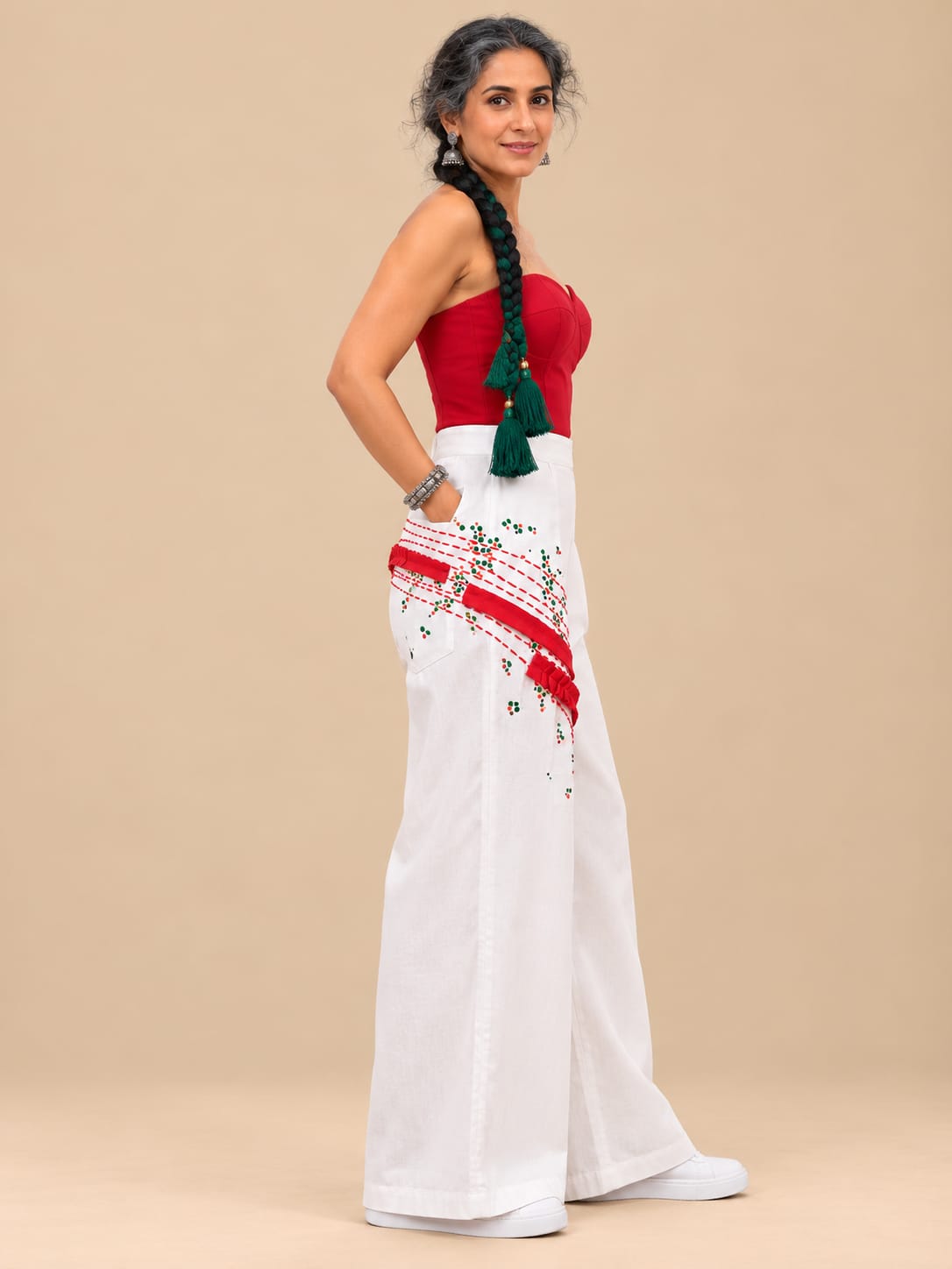 Red silk corset