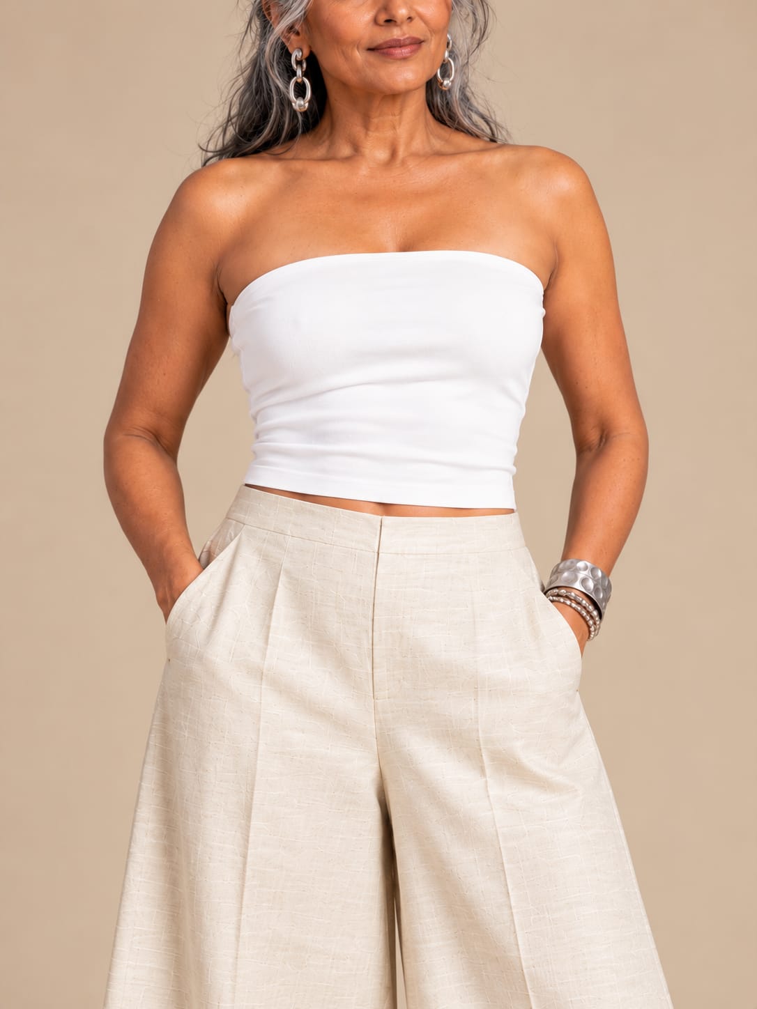 Off white Silk Pants