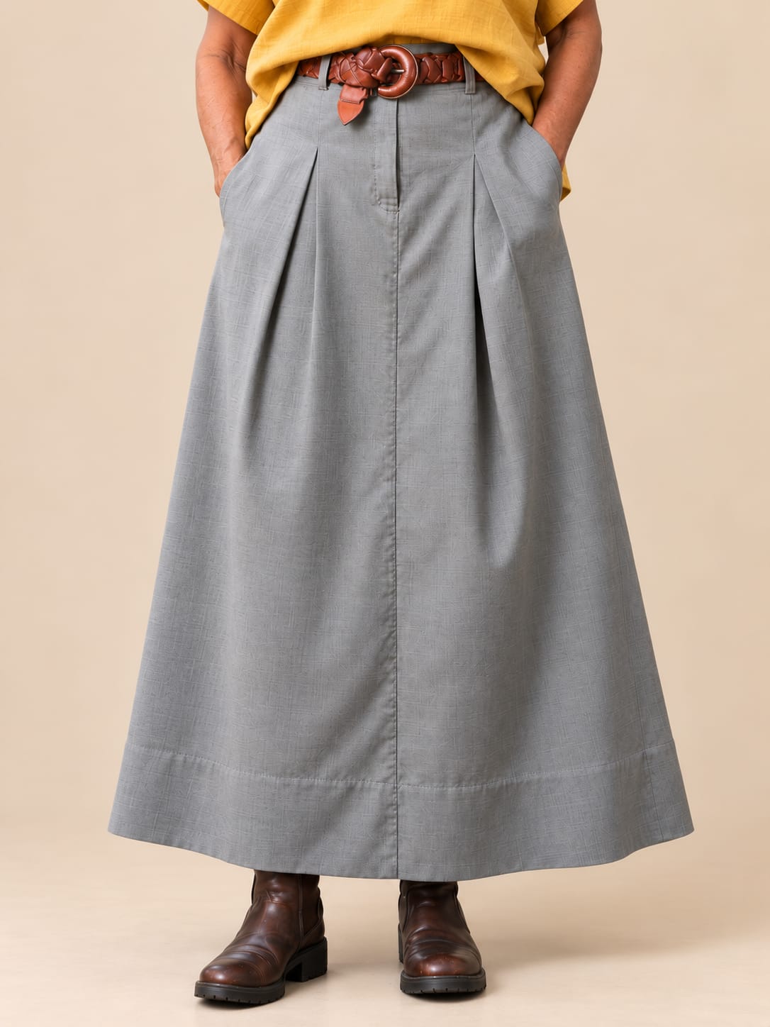 Grey Cotton A-line skirt