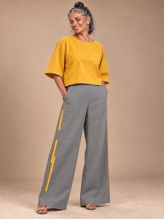 Grey cotton embroidery Pants