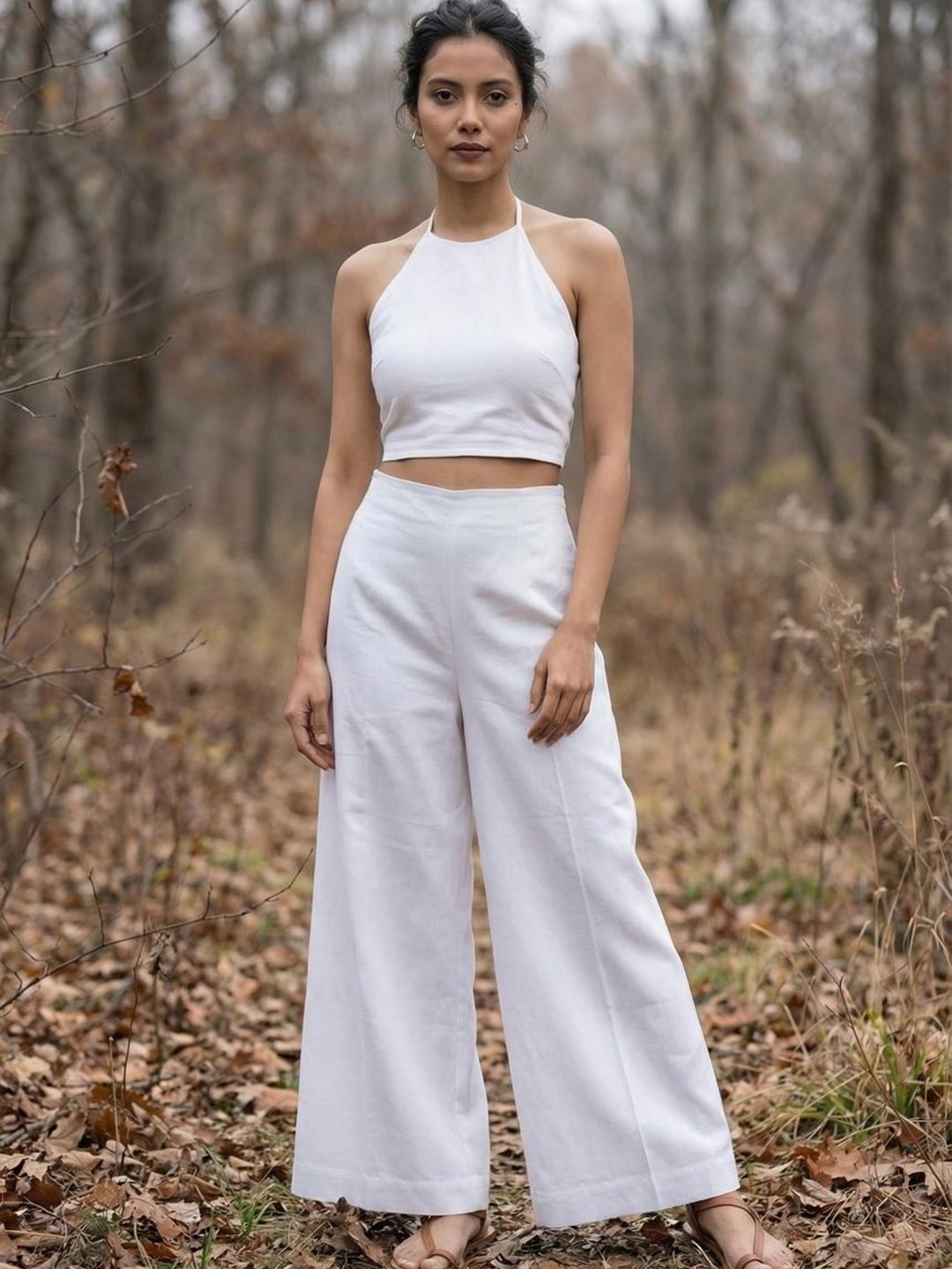 White Blue Straight pants