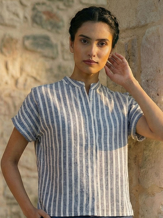 Kimono top with chinese collar